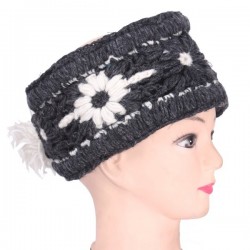 Crochet Flower Woolen Headband