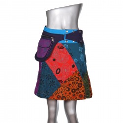Patchwork Wrap Skirt with...