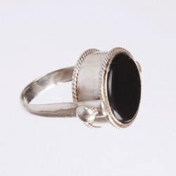 Black Or Red Onyx Silver Ring