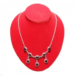 Eight Garnet Silver Necklace